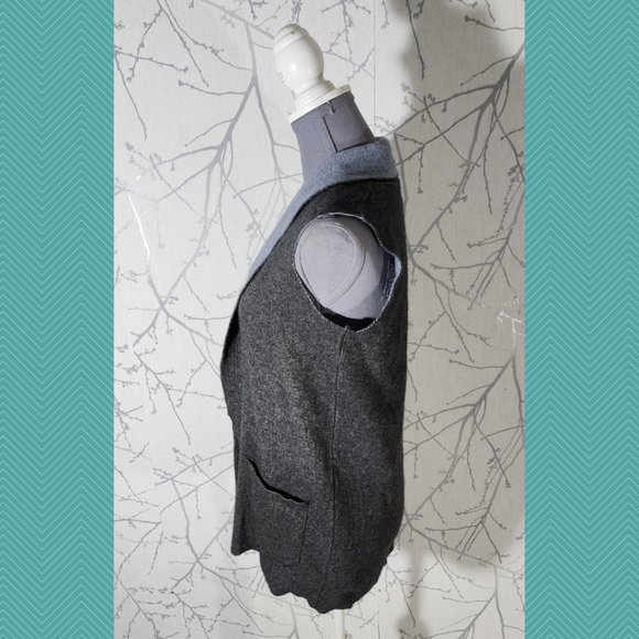 Benedetta B. Gray Merino Wool Blend Sleeveless Cardigan - Picture 3 of 5